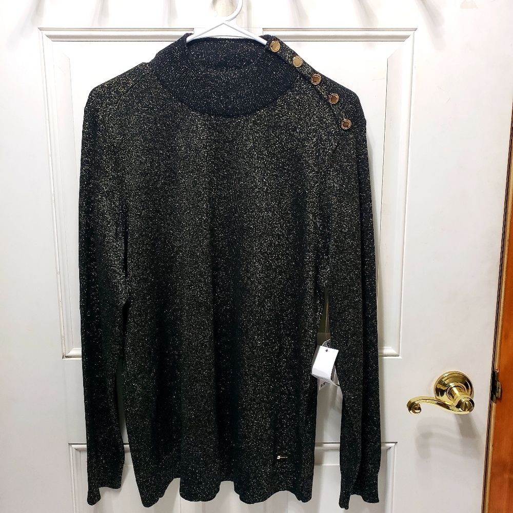 New Calvin Klein Women's Shimmer Black Sweater L